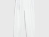 Зауженные брюки с поясом, Белый