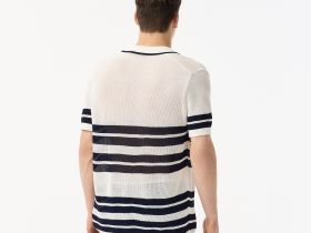 Мужское вязаное поло Lacoste в полоску