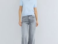 Базовый джемпер поло с коротким рукавом, Голубой