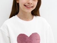 Трикотажное платье мини для девочек, Белый