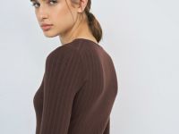 Джемпер в рубчик, Коричневый