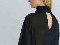 Блузка из шифона с шарфом, Черный