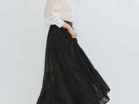 Юбка макси из шифона, Черный