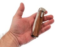 Автоматический многопредметный нож Mikov Predator, сталь 420, рукоять палисандр, черный кожаный чехол