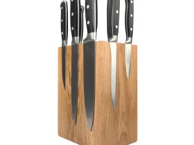 Подставка настольная магнитная для 8 ножей Woodinhome KS009SON, дуб