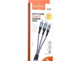 Кабель Hoco X47 (USB) 3 в 1 Lightning/Micro USB/Type-C 25см 2.4A (серый)