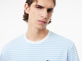 Мужская полосатая Футболка Lacoste из плотного хлопка