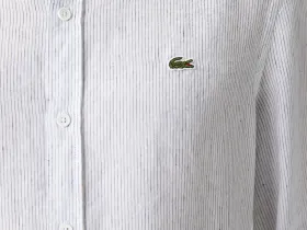 Мужская рубашка Lacoste без ворота в полоску из смеси льна
