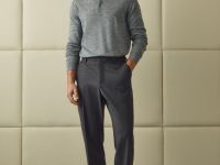 Джемпер поло из шерсти мериноса, Серый