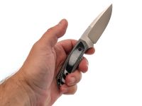 Нож Pocket Wolf Мини Тактик, сталь CR 8, рукоять G10, черно-белый, ножны с рисунком