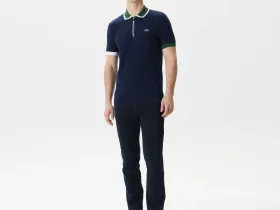 Мужское хлопковое поло Lacoste стандартного кроя