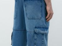 Джинсы Baggy с карго-карманами, Голубой