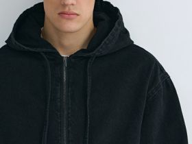 Джинсовая куртка на молнии с капюшоном, Серый