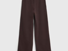 Широкие трикотажные брюки для девочек, Коричневый
