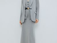 Юбка макси из поливискозы, Серый