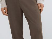 Прямые брюки с эластичным поясом, Коричневый