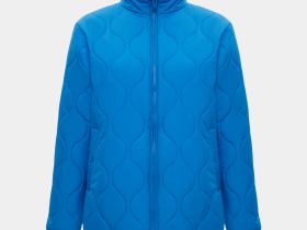 Стеганая утепленная куртка с воротником-стойкой