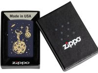 Зажигалка ZIPPO Lost in Space Design с покрытием Navy Matte, латунь/сталь, синяя, 38x13x57 мм