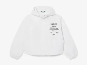 Женская укороченная куртка Lacoste на молнии с капюшоном
