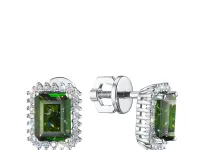 Пусеты из белого золота с хромдиопсидами э4754пс10200418