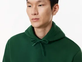 Мужское худи Lacoste классического кроя с флисом