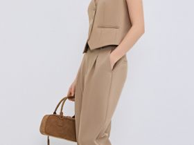 Зауженные брюки с ремнём, Бежевый