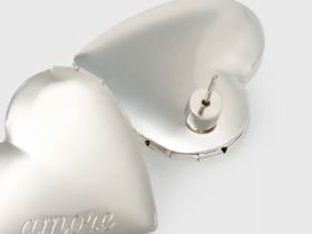 Серьги-локеты в форме сердца, 2 пары, Серебряный