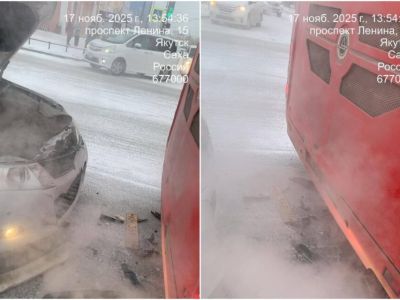 Маршрутный автобус попал в ДТП в центре Якутска