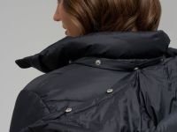 Пуховое полупальто с поясом приталенного силуэта