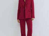 Однобортный приталенный жакет, Красный