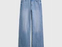 Широкие джинсы с высокой посадкой, Голубой