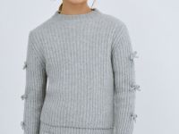 Свитер с бантами для девочек, Серый