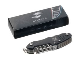 Нож перочинный Stinger 96 мм, 15 функций, черный