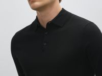 Вязаный джемпер-поло с длинным рукавом, Черный