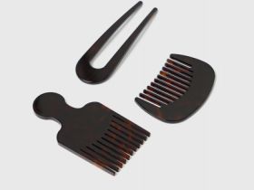 Набор аксессуаров для волос: гребень, расческа и заколка-шпилька, Коричневый