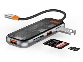 Адаптер Wiwu Cyber 5 в 1 HUB USB-C на 3xUSB3.0/TF/SD (Space Gray)