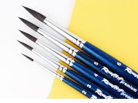 Кисть белка №7 круглая удлиненная Roubloff premium ручка синяя короткая