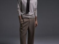 Широкие брюки со складками, Бежевый