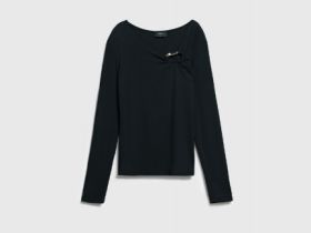 Лонгслив с асимметричным вырезом, Черный