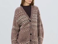 Кардиган из пряжи с шерстью альпака, Коричневый