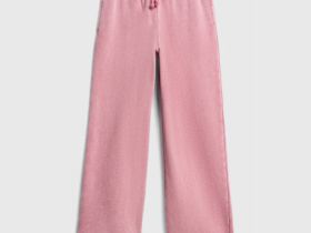 Трикотажные брюки с эффектом стирки для девочек, Розовый