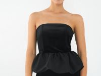 Бархатный топ с баской, Черный