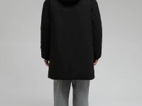 Пуховое пальто свободного силуэта с капюшоном