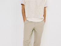 Брюки из твила, Бежевый