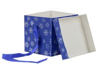 Коробка складная подарочная MESHU "Snowflakes", 15*15*15 см, с лентой, отд.фольгой