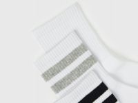 Носки в рубчик с полосами, 3 пары, Белый