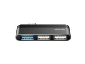 Адаптер USAMS US-SJ490 USB Type-C Mini HUB на Type-C + USB 3.0 + USB 2.0 (Grey)