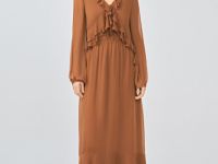 Платье с воланами и завязками, Оранжевый