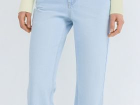 Прямые джинсы с высокой посадкой, Голубой