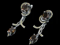 Серьги из серебра с раухтопазами и фианитами э0626сг01260367